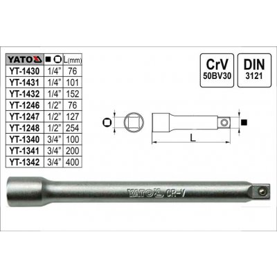 Nástavec 1/4" YATO prodlužovací 102 mm – Hledejceny.cz