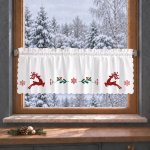 Dekorační krátká vánoční vitrážová záclona do kuchyně DEER 40x100 cm MyBestHome – Hledejceny.cz