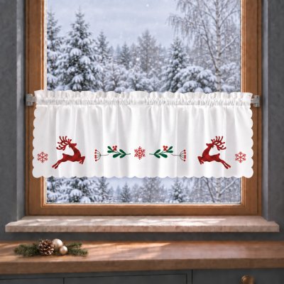 Dekorační krátká vánoční vitrážová záclona do kuchyně DEER 40x100 cm MyBestHome – Hledejceny.cz