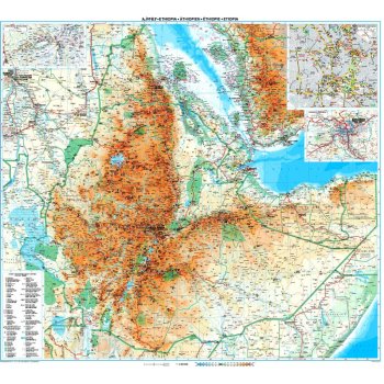 Gizi Map Ethiopia (Etiopie) - nástěnná mapa 98 x 88 cm Varianta: bez rámu v tubusu, Provedení: laminovaná mapa v lištách