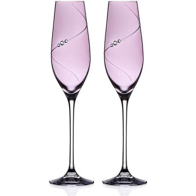 Swarovski Diamante sklenice na šampaňské Silhouette City Pink s kamínky 2 x 210 ml