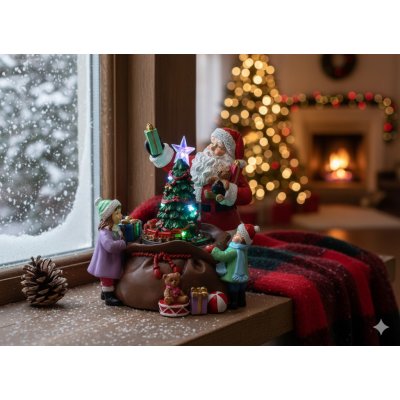 Chomik HRACÍ SKŘÍŇKA VÁNOČNÍ LED SANTA S VÁNOČNÍ STROMEČKEM A DÁRKY 20 x 19 x 19 cm *2423 – Hledejceny.cz