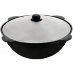 Litinový uzbecký kotlík 12 l, 41 cm, kazan + hliníková poklice Davr LE120A, 8mm – Sleviste.cz