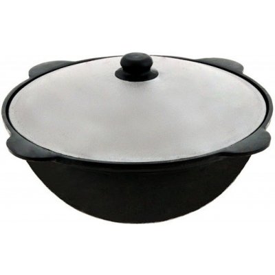 Litinový uzbecký kotlík 12 l, 41 cm, kazan + hliníková poklice Davr LE120A, 8mm – Sleviste.cz