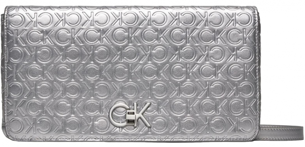 Calvin Klein kabelka Re-Lock Double Gusette Emb K60K611338 Stříbrná