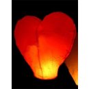 Lampion štěstí tvar srdce červený