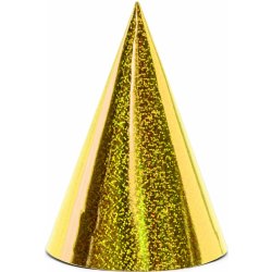 PartyDeco Párty kloboučky - holografické zlaté 6ks