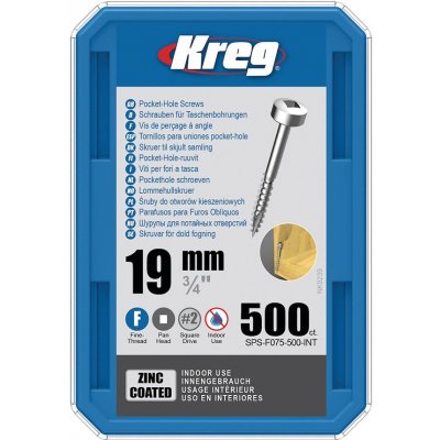 Kreg Zinc Pan-Head Šrouby pro skryté spoje 19 mm jemný závit 500 ks – Hledejceny.cz