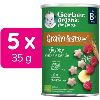 GERBER Organic křupky s malinami a banánem 5 x 35 g – Zboží Dáma