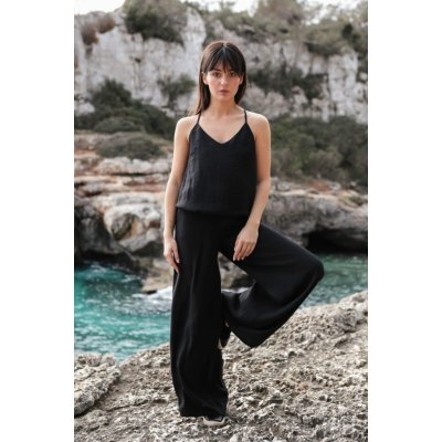 B155 Wide leg jumpsuit black – Zboží Mobilmania