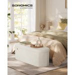 SONGMICS Skládací taburet s úložným prostorem objem 110 l 110 x 38 x 38 cm krémová – Hledejceny.cz