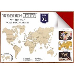 WOODEN CITY Dřevěná mapa světa velikost XL (120x80cm) červená