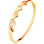Šperky eshop prsten ve žlutém zlatě malá blýskavá srdíčka čiré zirkonky GG133 – Zboží Dáma