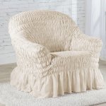 GA.I.CO napínací potah na křeslo s volánem Fiorela béžový 60 - 110 cm – Sleviste.cz