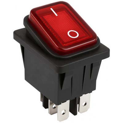Vypínač kolébkový 250V/16A ON-OFF červený GESIBO KCD4/RD IP65 (35x29mm) – Hledejceny.cz