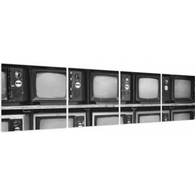 Obraz - Retro televize, Čtyřdílný 160x40 cm – Zboží Dáma