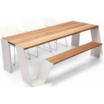 Extremis Jídelní stůl s integrovanou lavicí na jedné straně Hopper combo 240, 238x123x74 cm, rám lakovaný hliník černá (RAL 9005), deska a sedací část tepelně upravené dřevo hellwood – Zbozi.Blesk.cz