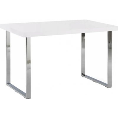 Kondela Jídelní stůl, bílá HG + chrom, 130 x 80 cm, TALOS 80 x 130 x 75 cm – Zbozi.Blesk.cz