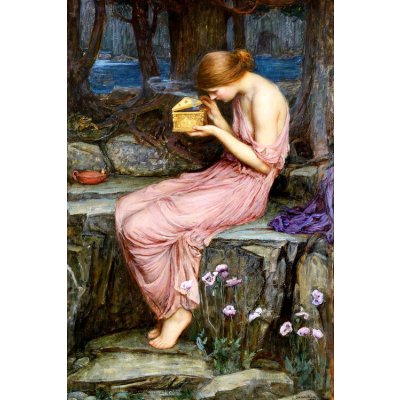 Plakát, Obraz - Pandoras Box, John William Waterhouse, 26.7 × 40 cm – Zboží Dáma