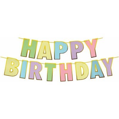 Wimex Papírová girlanda HAPPY BIRTHDAY, 16 × 20 cm + 5 m provázek, pastelové barvy – Hledejceny.cz
