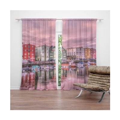 Sablio Závěs Barevné domky na pobřeží: 2ks 140x250cm – Hledejceny.cz