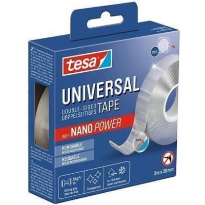 TESA Lepicí páska Universal Nanotape, transparentní, oboustranná, snímatelná, 30 mm x 3 m – Sleviste.cz