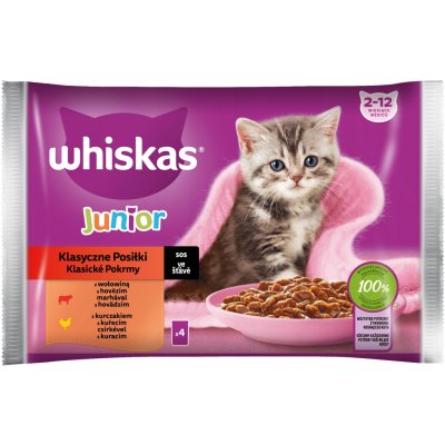 Whiskas Junior kura & hovädzie & jahňa & králik v šťave 4 x 85 g – Hledejceny.cz