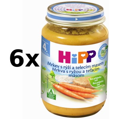 HiPP Bio Mrkev s rýží a telecím masem 6 x 190 g – Zboží Mobilmania
