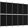 Paraván Shumee 5dílný paraván černý 250 × 200 cm textil