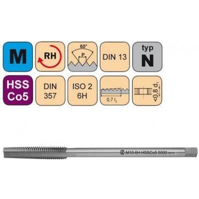 NÁSTROJE CZ Závitník maticový M6x1 ISO2 HSSCo5 DIN 357 - 5000 - CZZ5000-M6-ISO2 – Hledejceny.cz