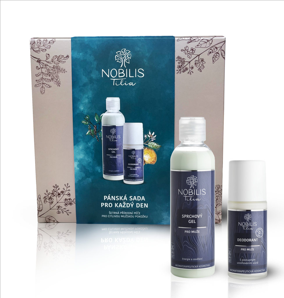 Nobilis Tilia Šetrná Přírodní Péče Pro Muže sprchový gel 200 ml + Nobilis Tilia Deodorant deodorant roll on 50 ml