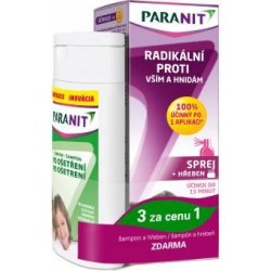 Paranit spray 60 ml + šampon 100 ml + hřeben dárková sada