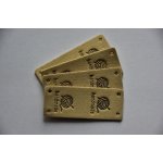 Koženkový štítek půlený Hand made klubko 5x2cm béžový – Hledejceny.cz