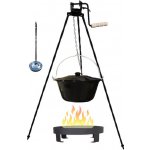 Perfect Home kotlík na guláš smalt 20 l Perfect Home speciální trojnožka s pojistný kladkou VAR 1,25 m na kotlík Perfect Home poklice smalt 49 cm Perfect Home ohniště na oheň 36 cm naběračka INOX – Hledejceny.cz