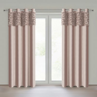 Eva Minge ZATEMŇOVACÍ ZÁVĚS NA KROUŽCÍCH EVA MINGE ROSES13 140X250 CM PUDROVÁ – Hledejceny.cz