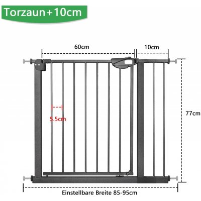 TRMLBE bezpečnostní brána N Stop s kovovou mřížkou výsuvná 85 - 95 cm černá – Zboží Mobilmania