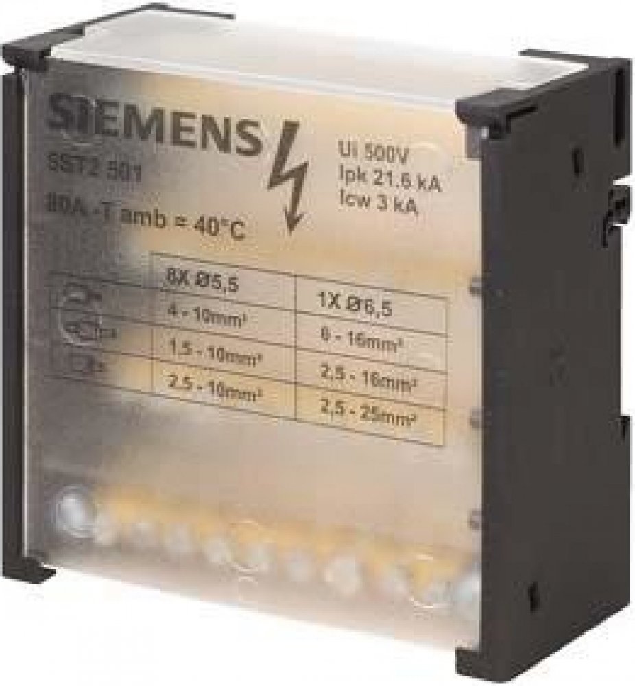 Pojistky – SENTRON 4P 80A 500V 1x6-16mm2 + 8x4-10mm2 DIN distribuční ...