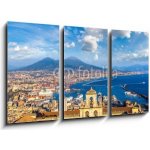 Obraz 3D třídílný - 90 x 50 cm - Napoli and mount Vesuvius in Italy Napoli a hora Vesuv v Itálii – Sleviste.cz