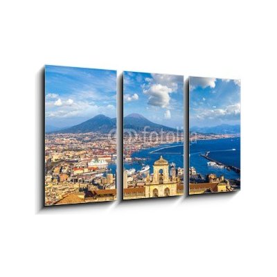 Obraz 3D třídílný - 90 x 50 cm - Napoli and mount Vesuvius in Italy Napoli a hora Vesuv v Itálii