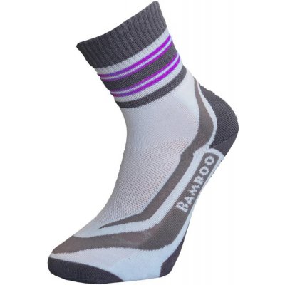Bambusové sportovní ponožky bílo-fialové