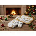 Vánoční kuchyňský set vánoční rukavice/chňapka RENIFER 17x27 cm/17X17 cm 100% bavlna ESSEX – Zboží Dáma