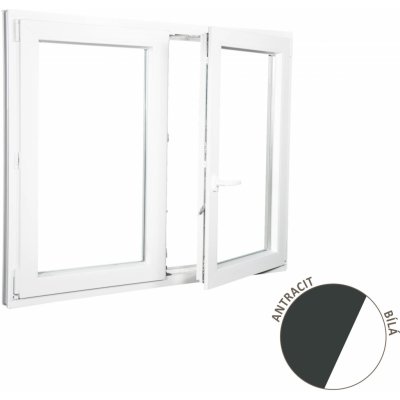 ALUPLAST Plastové okno dvoukřídlé antracit/bílé 180x120 – HobbyKompas.cz