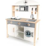 Eco Toys Dřevěná kuchyňka MAXI s příslušenstvím 79,5 x 30 x 97 cm bílá – Zboží Mobilmania