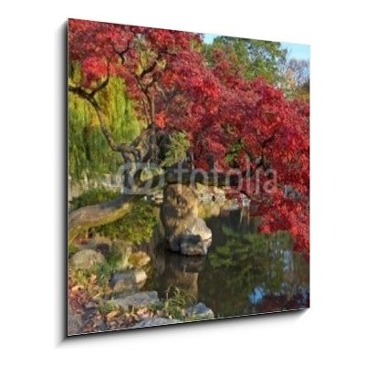Obraz 1D - 50 x 50 cm - summer japanese landscape with pond and trees letní japonská krajina s rybníkem a stromy – Zboží Mobilmania