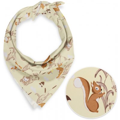 Biante Dětský bavlněný šátek Sandra SA-700 Veverky a ježci na světle vanilkovém – Zboží Dáma