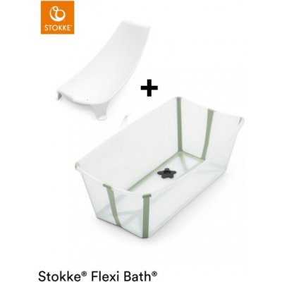 STOKKE Set cestovní skládací vanička Flexi Bath s novorozeneckou vložkou Transparent Green