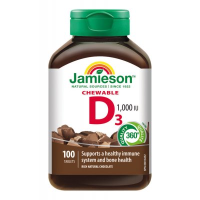 Jamieson Vitamín D3 1000 IU čokoláda 100 tablet – Zboží Mobilmania