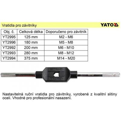 YATO Vratidlo pro závitníky M5-M20 délka 375m CO-YT-2994 – Hledejceny.cz