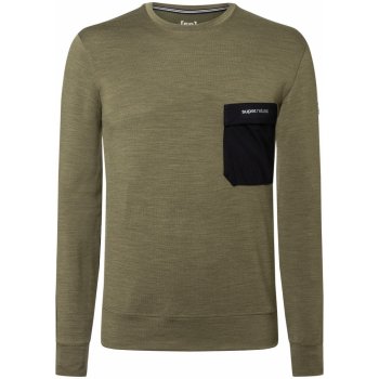 funkční merino mikina Alpine Pocket Crew olive night melange/jet black