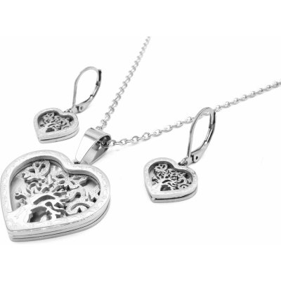 Steel Jewelry souprava STROM ŽIVOTA SRDCE Chirurgická ocel SET231167 – Zboží Dáma